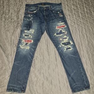 RALPH LAUREN POLO SULLIVAN SLIM JEANS DISTRESSED DENIM 35X30 USA